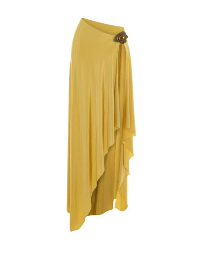 Maison Sél Women's Yellow Bodysuit Maxi Dress In Animal Print