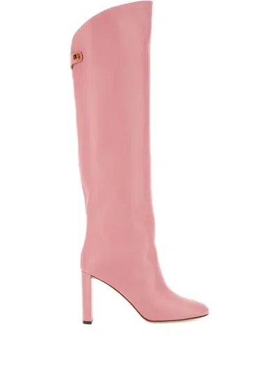 Maison Skorpios 90mm Adriana Leather Boots In Pink