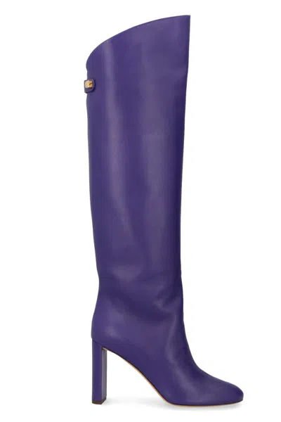 Maison Skorpios Knee-length Leather Boots In Purple