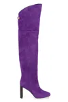 Maison Skorpios Marylin Suede Knee High Boots In Purple