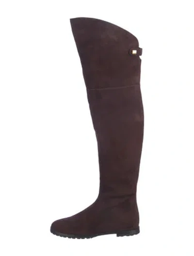 Pre-owned Maison Skorpios Suede Boots In Burgundy
