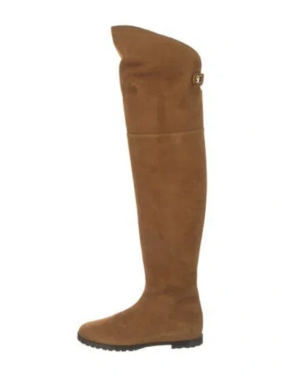 Pre-owned Maison Skorpios Suede Boots W/ Tags In Brown