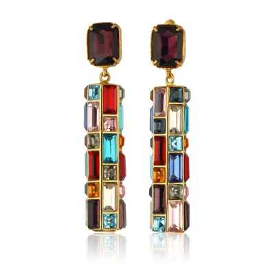 Maison Soula Women's Brown Gloria Earrings - Cherry Chocolate Stud With Multicolor Drops