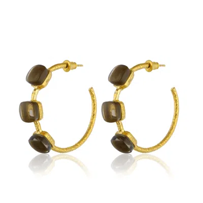 Maison Soula Women's Grey / Brown Siena Hoop Earrings - Smokey Anthracite