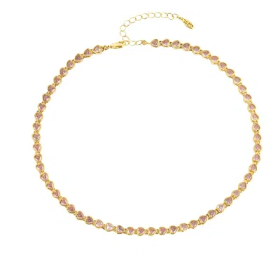 Maison Soula Women's Many Tiny Hearts Tennis Necklace - Rose Pink