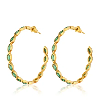 Maison Soula Women's Nenet Hoop Earrings - Emerald Green