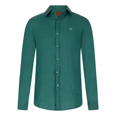 Maison Tangerine Basil Green Linen Shirt For Men