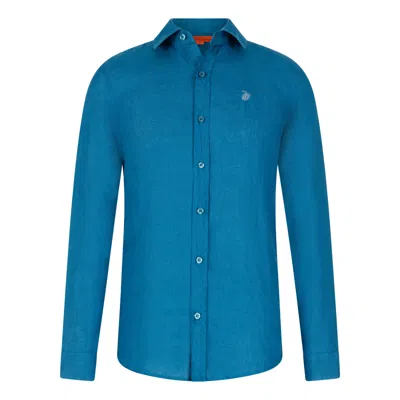 Maison Tangerine Blue Women's Linen Shirt Azure