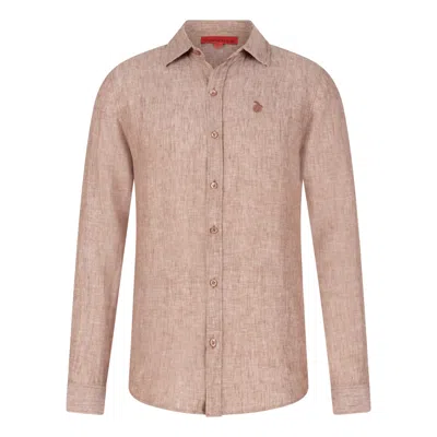 Maison Tangerine Brown / Neutrals Beach Melange Linen Shirt For Men