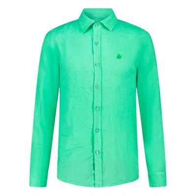Maison Tangerine Grass Green Linen Shirt For Men