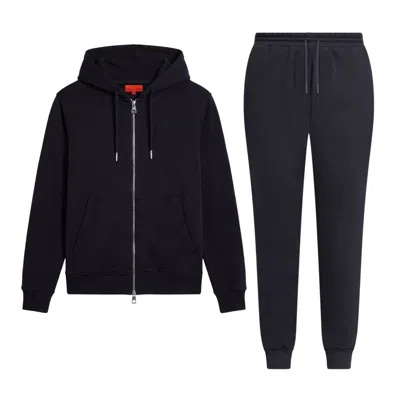 Maison Tangerine Grey Women's Set Zip-up Hoodie & Joggers Tracksuit Premium Cotton In Black