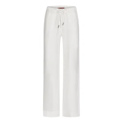 Maison Tangerine Linen Wide Leg Long Trousers White For Women