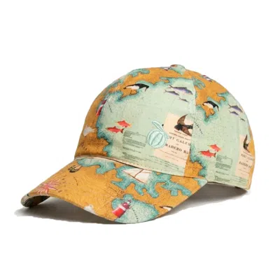 Maison Tangerine Men's Linen Baseball Hat Coastal Map Print Unisex In Multi