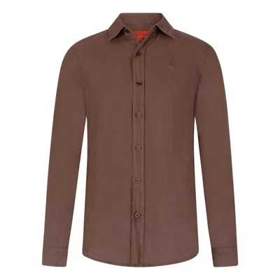 Maison Tangerine Neutrals / Brown Tobacco Brown Linen Shirt For Men