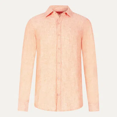 Maison Tangerine Orange Apricot Linen Shirt For Men