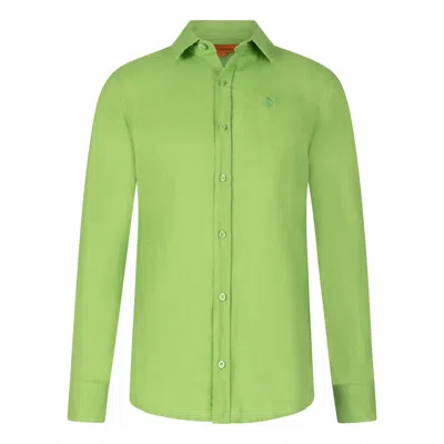 Maison Tangerine Pistachio Green Linen Shirt For Men In Purple