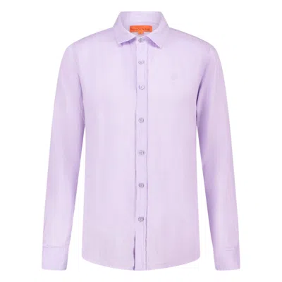 Maison Tangerine Purple / Pink Lavender Purple Linen Shirt For Men In Purple/pink
