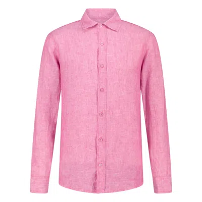 Maison Tangerine Red / Pink Dragon Fruit Red Linen Shirt For Men