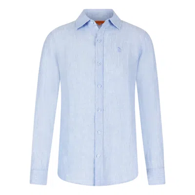 Maison Tangerine Sea Blue Linen Shirt For Men