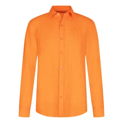 Maison Tangerine Tangerine Orange Linen Shirt For Men
