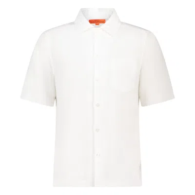 Maison Tangerine White Linen Short Sleeve Shirt For Men In Yellow