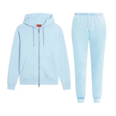 Maison Tangerine Women's Blue Cotton Set Zipper Hoodie & Joggers In Animal Print