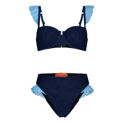 Maison Tangerine Women's Blue / White Capri Ocean Blue Crinkle Bikini In Multi