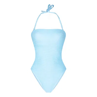 Maison Tangerine Women's Marbella Aqua Blue Crinkle Swimsuit