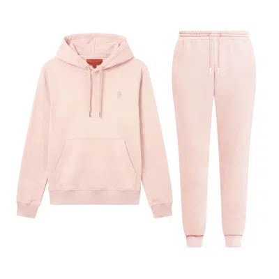 Maison Tangerine Women's Pink Premium Cotton Sweatshirt & Joggers Tracksuit Set