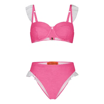 Maison Tangerine Women's Pink / White Capri Barbie Pink Crinkle Bikini In Multi