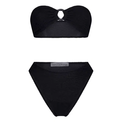 Maison Tangerine Women's Santorini Crinkle Swimsuit Black Bikini