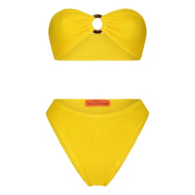 Maison Tangerine Women's Santorini Crinkle Swimsuit Lemon Yellow Bikini