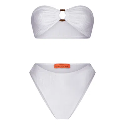 Maison Tangerine Women's Santorini Velvet Swimsuit White Bikini