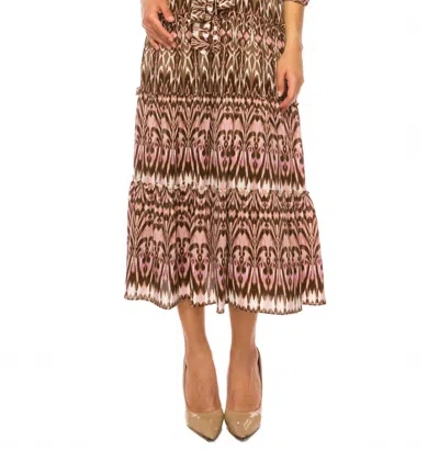 Maison Tara Belted Abstract Print Dress In Mocha Blush In Multi