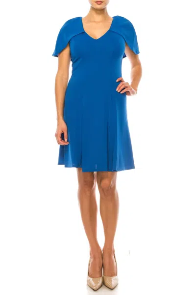 Maison Tara Built-in Capelet A-line Dress In Azure In Blue
