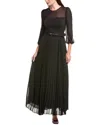Maison Tara Chiffon Crepe Maxi Dress In Black