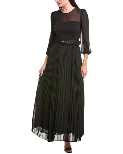 Maison Tara Chiffon Crepe Maxi Dress In Black