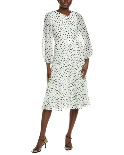 Maison Tara Chiffon Midi Dress In White