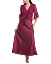 Maison Tara Chiffon Satin Maxi Dress In Purple