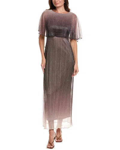 Maison Tara Crinkle Lurex Mesh Maxi Dress In Gray