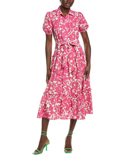 Maison Tara Crinkle Midi Dress In Pink