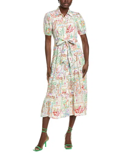 Maison Tara Crinkle Midi Dress In White