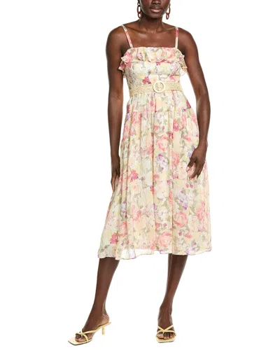 Maison Tara Crinkle Voile Midi Dress In Neutral