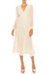 Maison Tara Dot Texture Print Smocking Long Sleeve Tiered Maxi Dress In Sand Lake In Multi