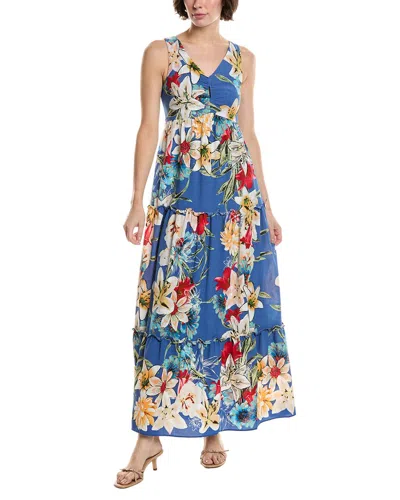 Maison Tara Ghost Crepe Maxi Dress In Blue