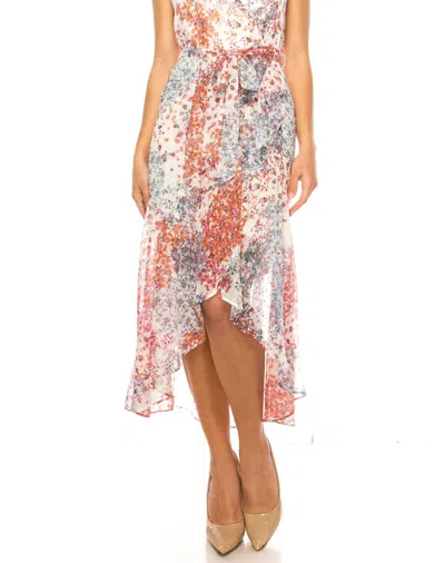 Maison Tara High-low Floral Sleeveless Dress In Ivory Pink In Multi