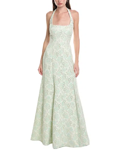 Maison Tara Jacquard Metallic Maxi Dress In Green