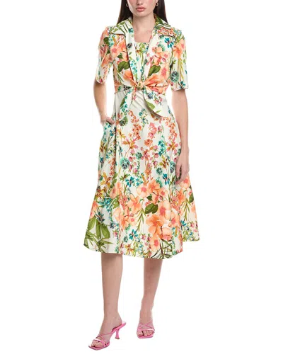 Maison Tara Lelis Twill Airflow Midi Dress In Orange