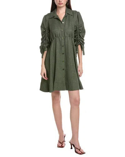 Maison Tara Lelis Twill Airflow Mini Dress In Green