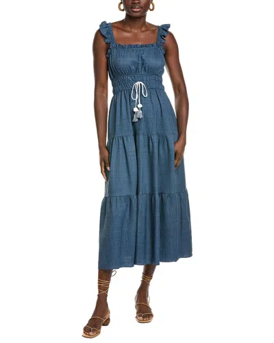 Maison Tara Lelis Twill Midi Dress In Blue